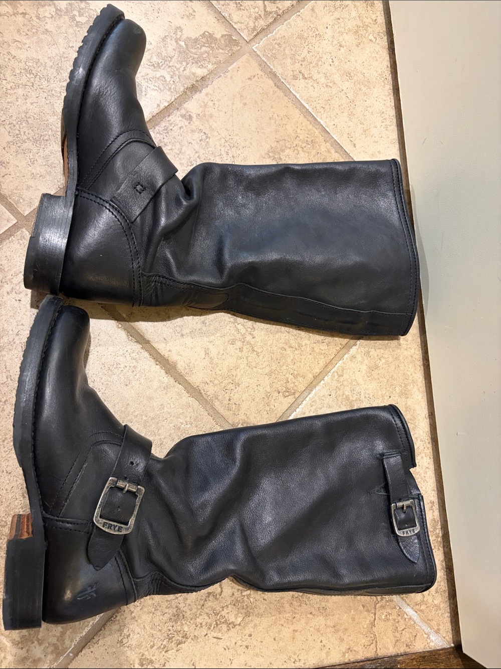 Women’s Black Leather Biker Boots